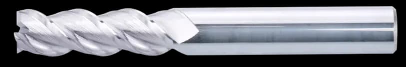 2 mm VHM Schaftfräser, 3 Schneiden, Flach, Standardlänge, Für N-Materialien, Unbeschichtet