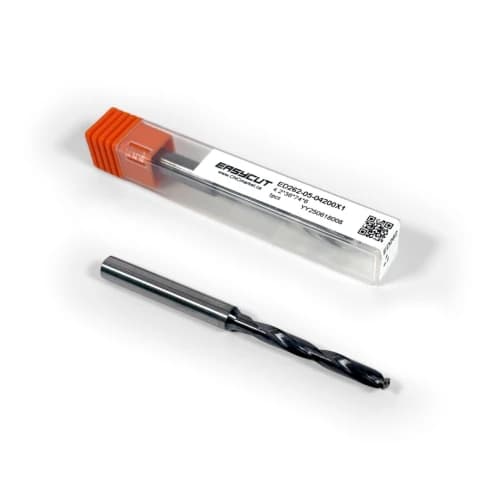 4.2mm Vollhartmetall-Bohrer, 2-schneidig, 5xD, mit Innenkühlung, 140°, 29mm Spanlänge, beschichtet