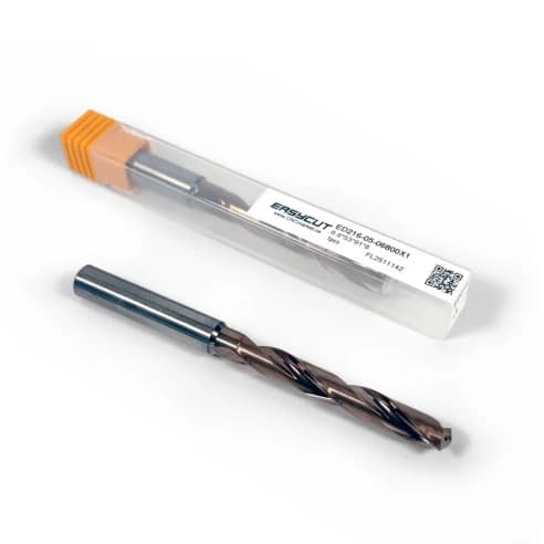 6.8mm Vollhartmetall-Bohrer, 2-schneidig, 5xD, mit Innenkühlung, 140°, 43mm Spanlänge, beschichtet