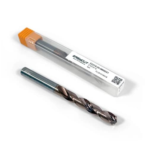 8mm Vollhartmetall-Bohrer, 2-schneidig, 5xD, mit Innenkühlung, 140°, 43mm Spanlänge, beschichtet