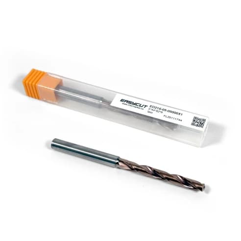 5mm Vollhartmetall-Bohrer, 2-schneidig, 5xD, mit Innenkühlung, 140°, 35mm Spanlänge, beschichtet