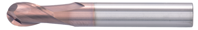 4 mm Solid Carbide End Mill,2 Flutes,Ball Nose,Standard length,For P,H materials,TiSiAlCrN coated