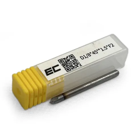 1/8" 45°Carbide Chamfer Mill, 1/8 shank x 1/16" LOC, 1-1/2" Overall Length, 2 Flute, Chamfer 45°, TiCN Coated