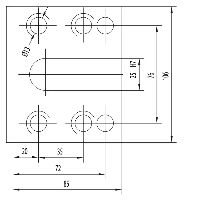 Bolt On toolholder for indexable drills, clamping capacity ø40mm, bolt grid 35x76 mm