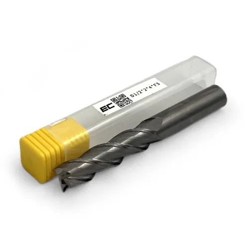 1/2" Carbide end mill, 3 flute, uncoated, 1/2 shank x 2 LOC, helix angle 38