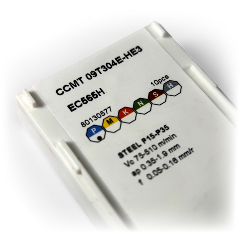 CCMT 09T304 Hartmetall-Wendeschneidplatte (CVD) für P-Werkstoffe, HE3 Halbschlichtspanbrecher, Sorte EC565H