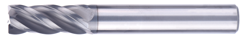 8 mm Solid Carbide End Mill, 1 mm Corner Chamfer, Weldon Shank, 4 Flutes, Radius, Standard length, For P, M, K materials, AlCrN coated