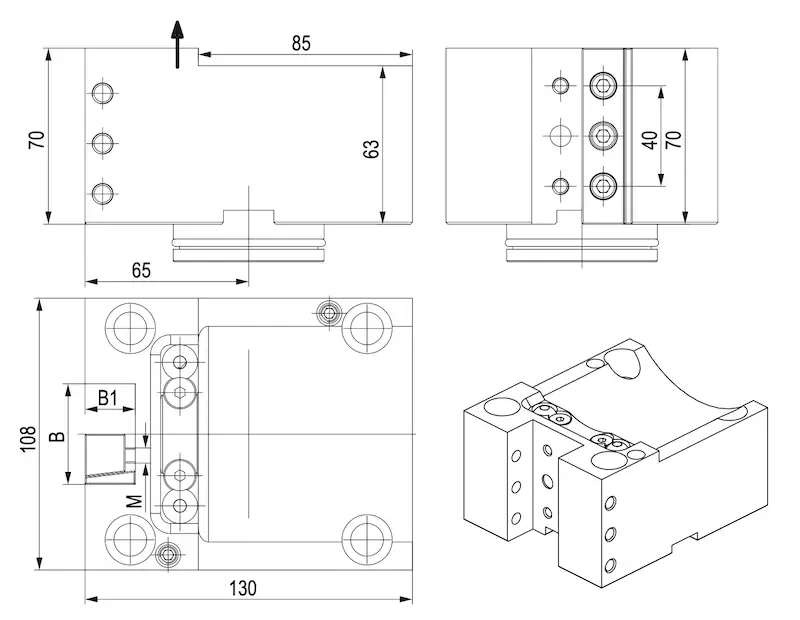 BMT60 OD turning toolholder, clamping capacity 25x25mm