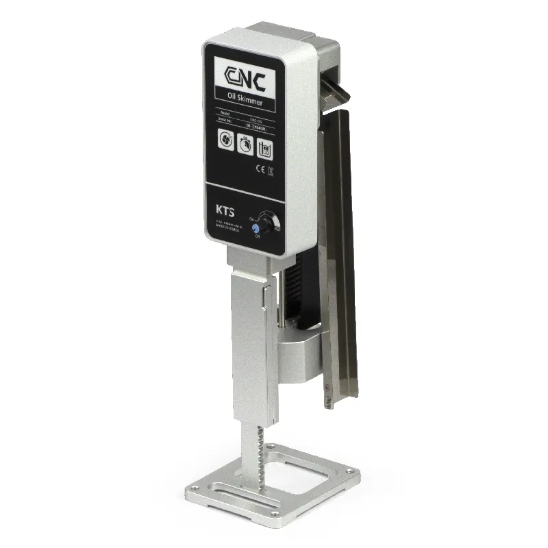 Belt type Oil Skimmer with impeller and adjustable independent stand for CNC machines with tank coolant level 90-210mm